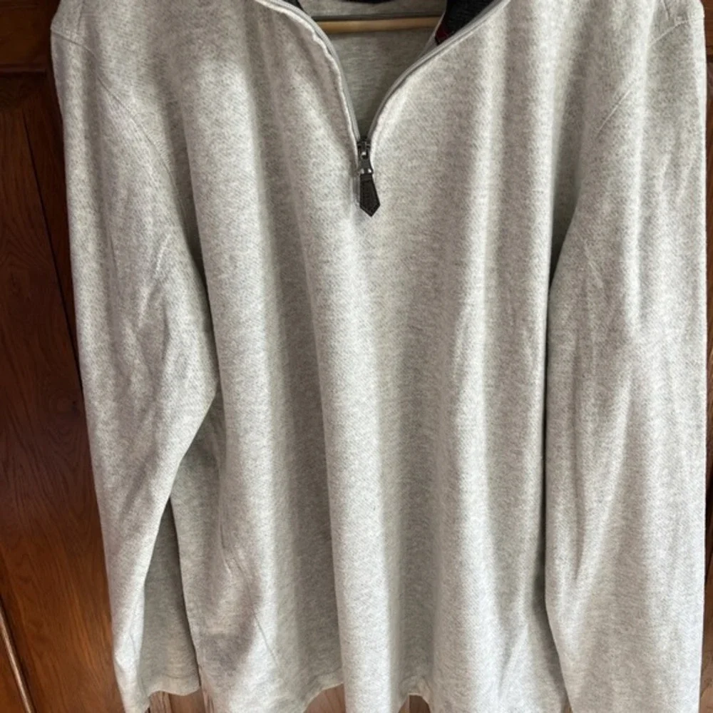 Chaps Mens Soft‎ Gray Sweater Pull-over Large Long Sleeve Quarter Zip